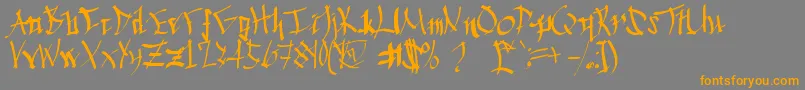 Chinese Calligraphy-Schriftart – Orangefarbene Schriften auf grauem Hintergrund