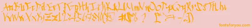 Chinese Calligraphy Font – Orange Fonts on Pink Background