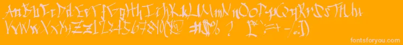 Chinese Calligraphy-Schriftart – Rosa Schriften auf orangefarbenem Hintergrund