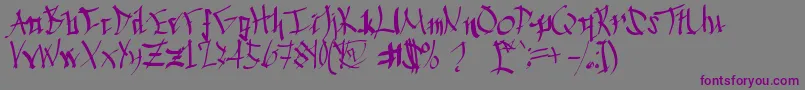 Chinese Calligraphy-Schriftart – Violette Schriften auf grauem Hintergrund