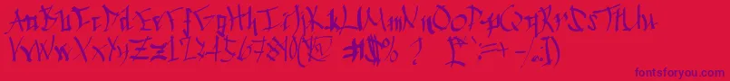 Chinese Calligraphy-Schriftart – Violette Schriften auf rotem Hintergrund