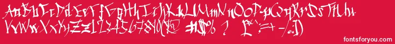 Czcionka Chinese Calligraphy – białe czcionki na czerwonym tle