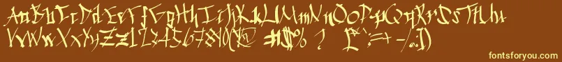 Chinese Calligraphy-fontti – keltaiset fontit ruskealla taustalla