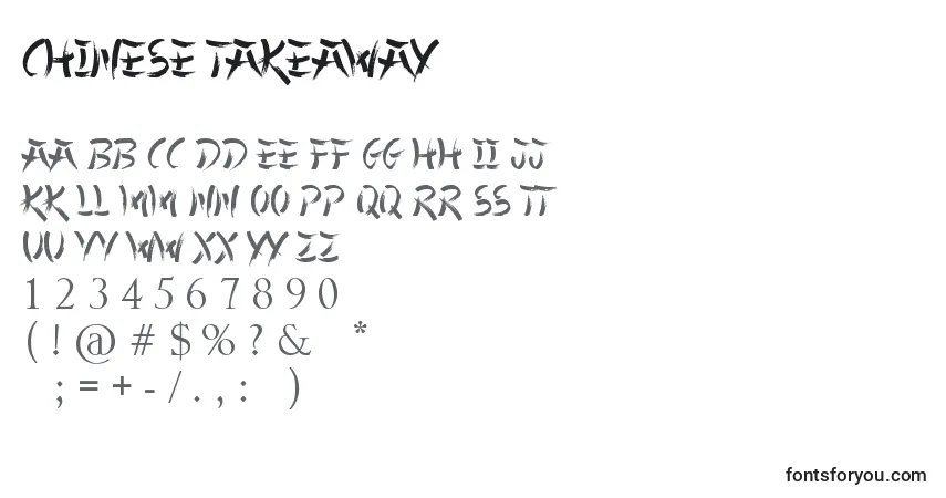A fonte Chinese Takeaway – alfabeto, números, caracteres especiais
