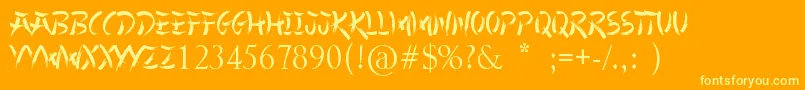 Chinese Takeaway-Schriftart – Gelbe Schriften auf orangefarbenem Hintergrund