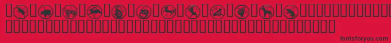Chinese Zodiac-fontti – mustat fontit punaisella taustalla