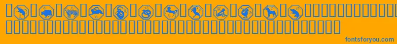 Chinese Zodiac Font – Blue Fonts on Orange Background