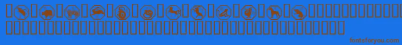 Chinese Zodiac Font – Brown Fonts on Blue Background
