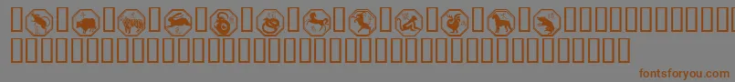 Czcionka Chinese Zodiac – brązowe czcionki na szarym tle