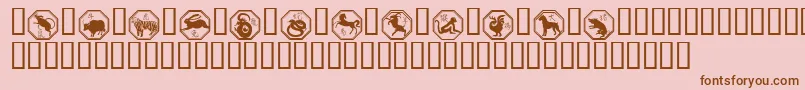 フォントChinese Zodiac – ピンクの背景に茶色のフォント