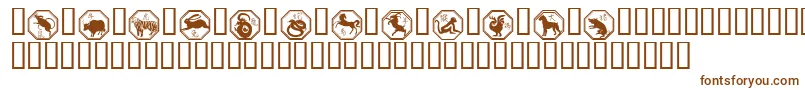 フォントChinese Zodiac – 白い背景に茶色のフォント