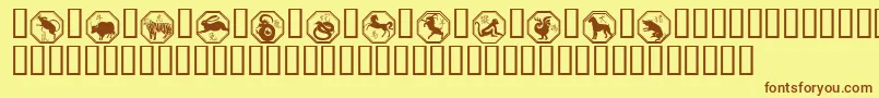 Chinese Zodiac Font – Brown Fonts on Yellow Background