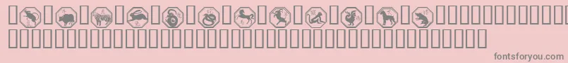Chinese Zodiac-Schriftart – Graue Schriften auf rosa Hintergrund