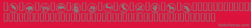 Chinese Zodiac-Schriftart – Graue Schriften auf rotem Hintergrund