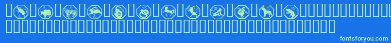 Chinese Zodiac Font – Green Fonts on Blue Background