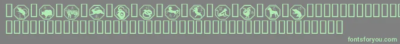 Chinese Zodiac-Schriftart – Grüne Schriften auf grauem Hintergrund
