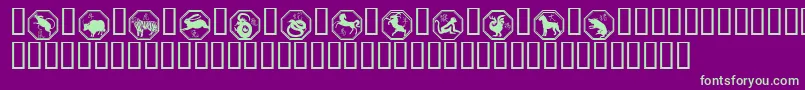 Chinese Zodiac Font – Green Fonts on Purple Background
