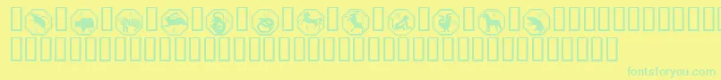 フォントChinese Zodiac – 黄色い背景に緑の文字