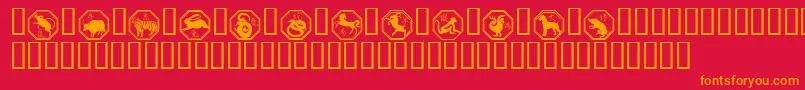 Chinese Zodiac-fontti – oranssit fontit punaisella taustalla