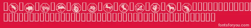 Chinese Zodiac-fontti – vaaleanpunaiset fontit punaisella taustalla