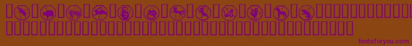 Chinese Zodiac Font – Purple Fonts on Brown Background