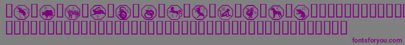フォントChinese Zodiac – 紫色のフォント、灰色の背景
