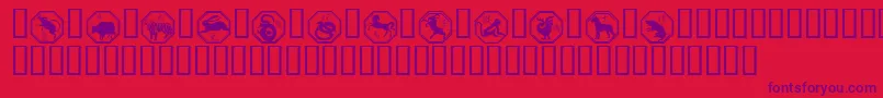 フォントChinese Zodiac – 赤い背景に紫のフォント