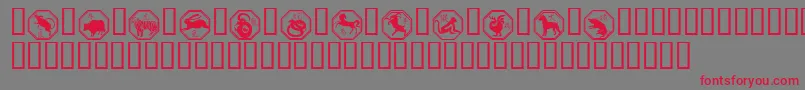 Chinese Zodiac Font – Red Fonts on Gray Background