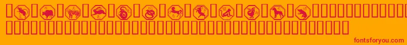 フォントChinese Zodiac – オレンジの背景に赤い文字