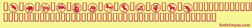 Czcionka Chinese Zodiac – czerwone czcionki na żółtym tle