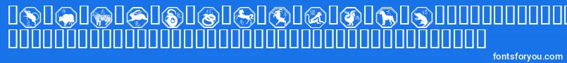 Chinese Zodiac-Schriftart – Weiße Schriften auf blauem Hintergrund