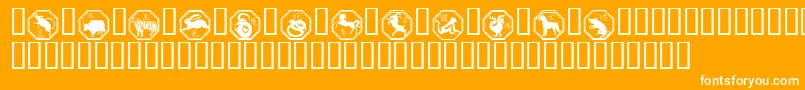 Chinese Zodiac-Schriftart – Weiße Schriften auf orangefarbenem Hintergrund