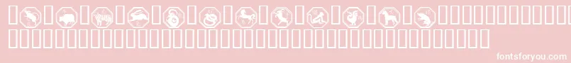 Chinese Zodiac-fontti – valkoiset fontit vaaleanpunaisella taustalla