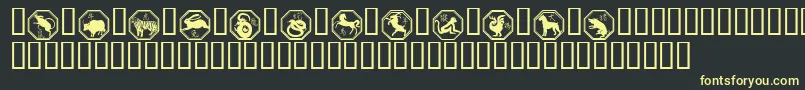 Chinese Zodiac-Schriftart – Gelbe Schriften auf schwarzem Hintergrund