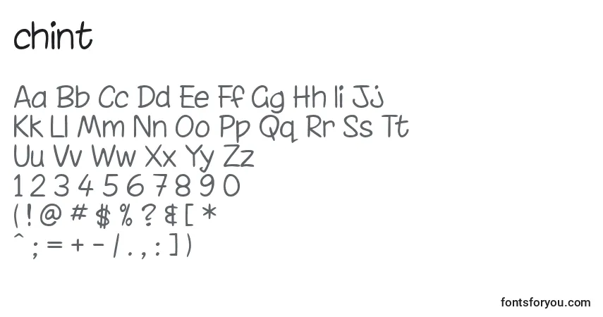 Chint    (123342)-fontti – aakkoset, numerot, erikoismerkit
