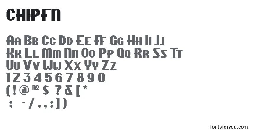 A fonte CHIPFN   (123343) – alfabeto, números, caracteres especiais