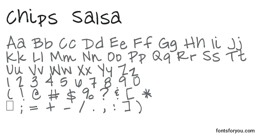 A fonte Chips  Salsa – alfabeto, números, caracteres especiais
