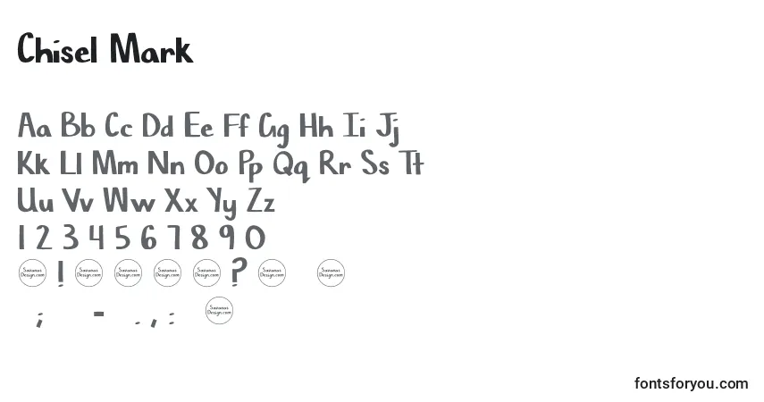 Schriftart Chisel Mark – Alphabet, Zahlen, spezielle Symbole