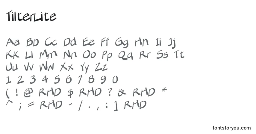 Schriftart TilterLite – Alphabet, Zahlen, spezielle Symbole