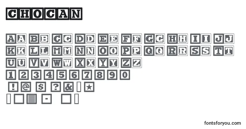 Шрифт CHOCAN   (123355) – алфавит, цифры, специальные символы