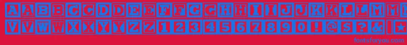 CHOCAN  -Schriftart – Blaue Schriften auf rotem Hintergrund