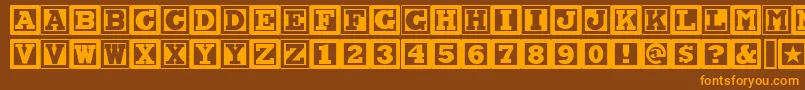 フォントCHOCAN   – オレンジ色の文字が茶色の背景にあります。
