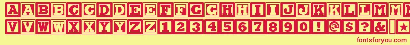 CHOCAN  -fontti – punaiset fontit keltaisella taustalla