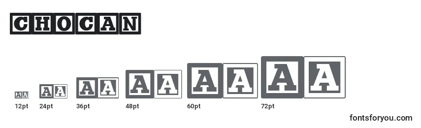Размеры шрифта CHOCAN   (123355)