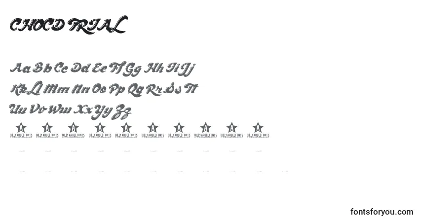 Czcionka CHOCD TRIAL    – alfabet, cyfry, specjalne znaki