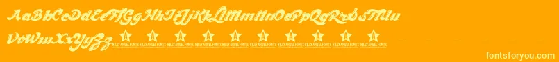 Fonte CHOCD TRIAL    – fontes amarelas em um fundo laranja