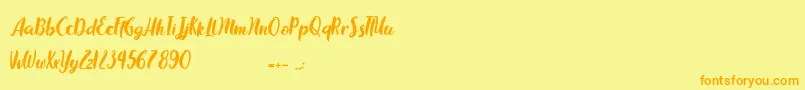 Chocolate Flavor-Schriftart – Orangefarbene Schriften auf gelbem Hintergrund