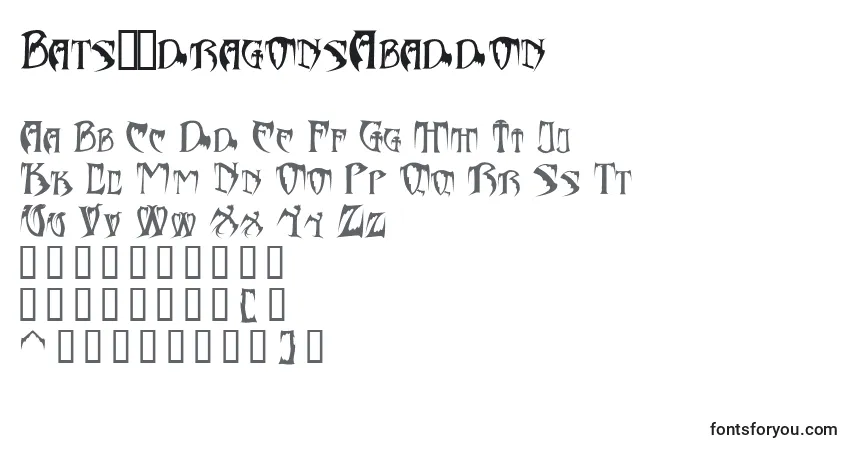 Шрифт Bats26dragonsAbaddon – алфавит, цифры, специальные символы