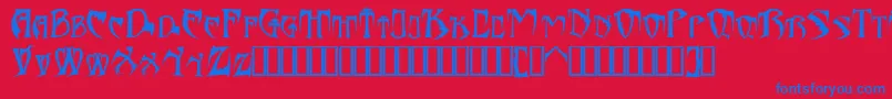 Bats26dragonsAbaddon Font – Blue Fonts on Red Background