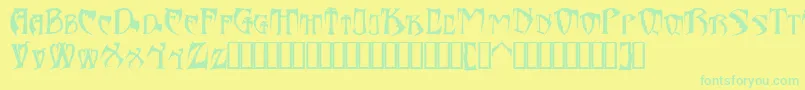 フォントBats26dragonsAbaddon – 黄色い背景に緑の文字